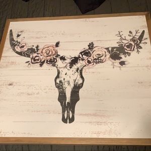 Flower horns with wooden frame 29.94in X 25.94in